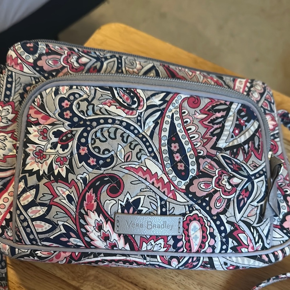 Vera Bradley gray Crossbody Bag with Paisley Design with matching wallet